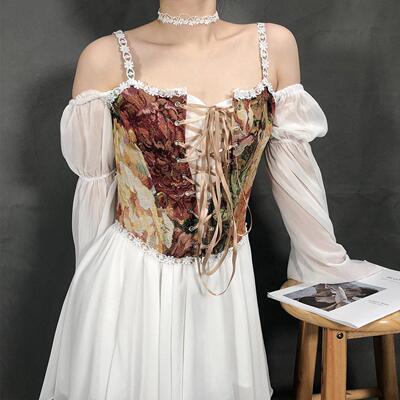Strap vest, fishbone shapewear, lace up corset
