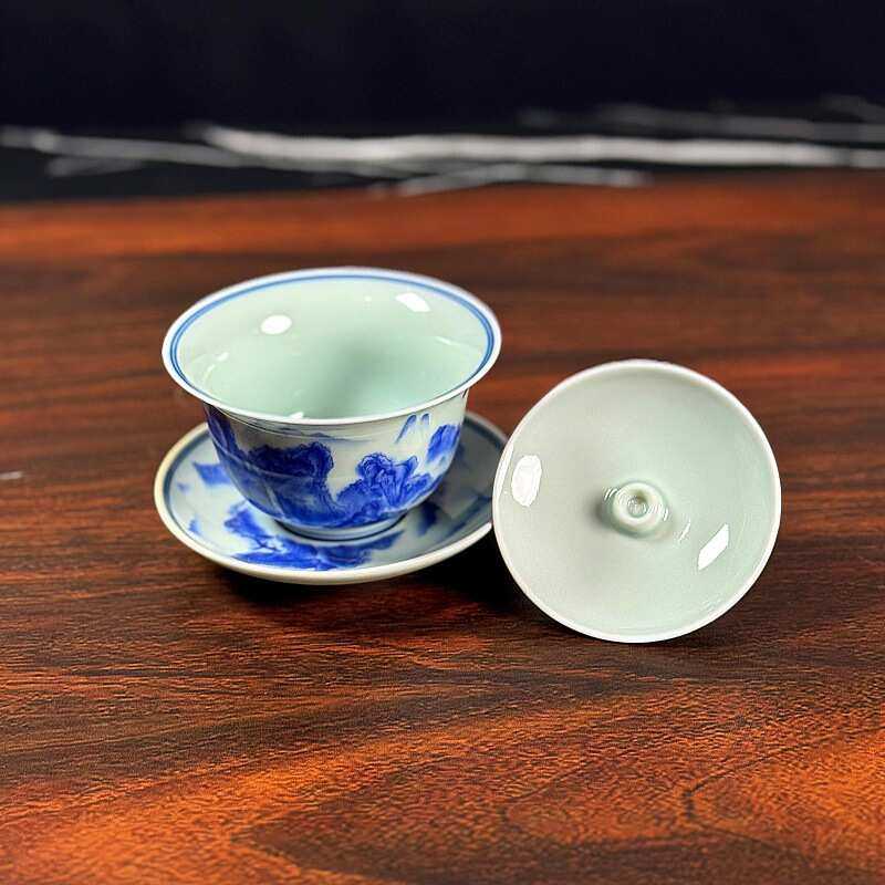 青花瓷可旋转悬停盖碗三才盖碗功夫茶具陶瓷手绘满花手工送礼礼品,餐饮具,盖碗,淘宝优惠券,粉丝福利购,淘宝优惠卷