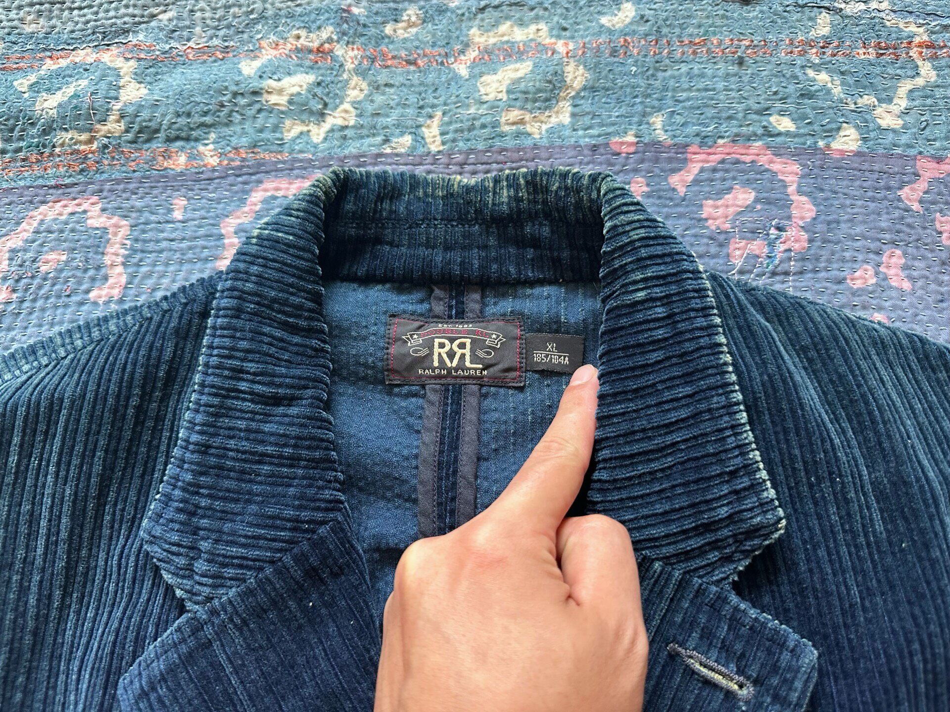 RRL Indigo Corduroy Suit Jacket — label