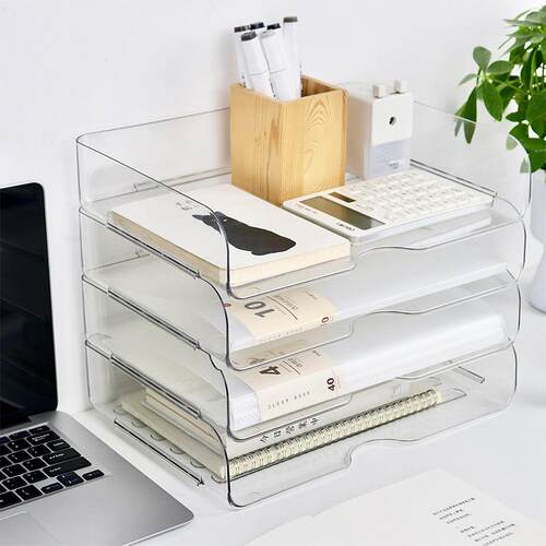 Transparent Desktop File Organizer and Storage Rack, Acrylic