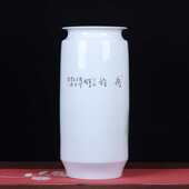 景德镇陶瓷花瓶手绘粉彩荷韵箭筒花瓶礼品瓷工艺品收藏