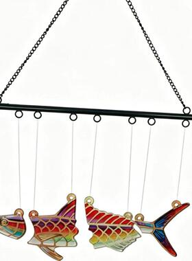 彩色拼接玻璃鱼风阳台窗户挂饰庭院花园亚克力鱼挂件源头工厂