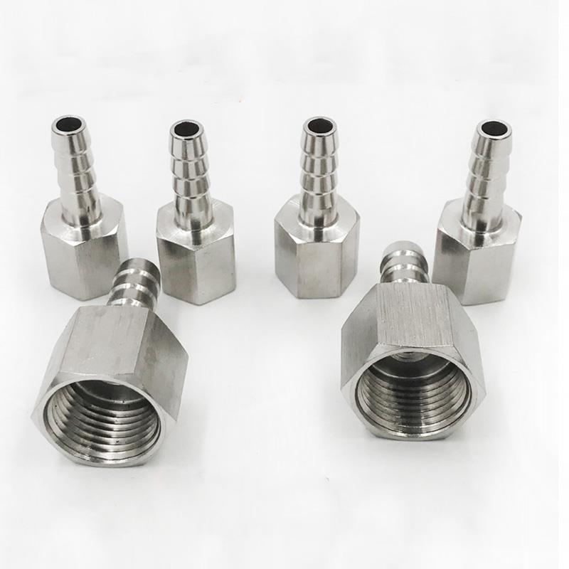 304不锈钢G内螺纹转宝塔接头压力表内丝加厚六角软管2-4分4mm气管