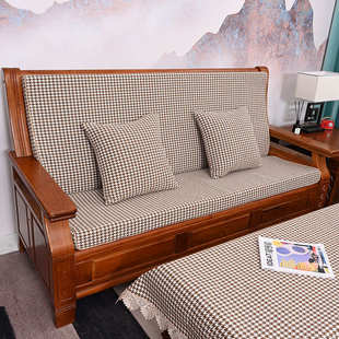 ll老式木沙发垫坐垫带靠背一体红木实木海绵垫硬厚老款木制沙发坐