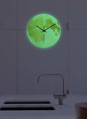 CC110夜光月球挂钟星球亚克力材质UV打印时钟书房卧室客厅装饰