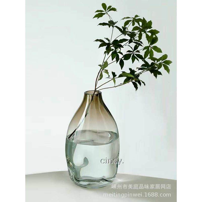 感高级醉细口花瓶吊钟简约玻璃金色马北欧渐变美学木大号