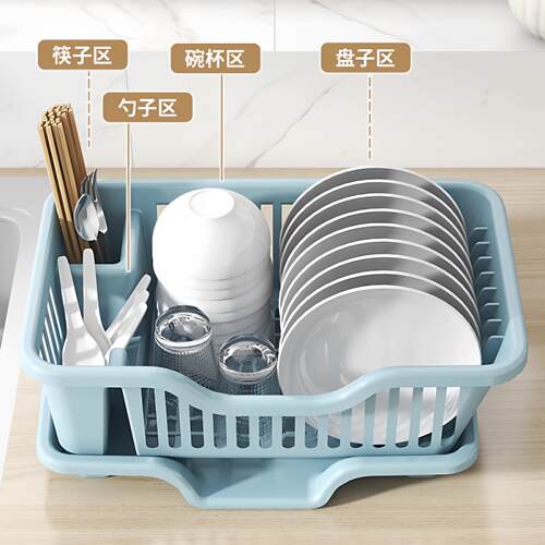 碗筷置物架收纳架碗盘沥水架厨房置物餐具台面碗筷滤水收纳盒lx