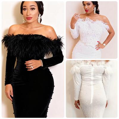 beading party dress for women sexy off shoulder long sleeve