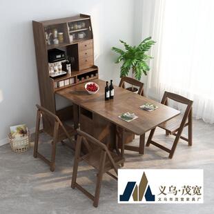 餐边柜餐桌一桌四椅组合一体多功能可折叠伸缩家用小户型实木桌子