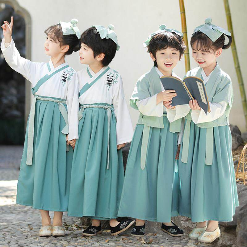 儿童国学汉服男女童古装幼儿园三字经书童开笔礼演出中国风唐装秋
