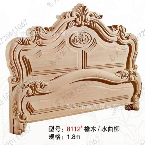 欧式雕花白胚床白坯床头床尾1.8米实木床欧美白茬家具