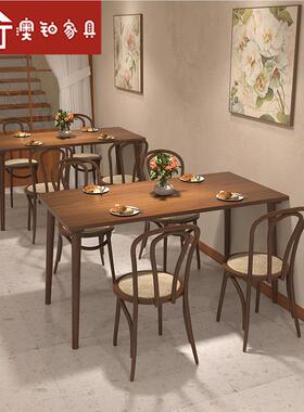 澳北欧奶茶店椅组合咖啡厅KQ230222洽铂谈桌白蜡木方桌饭店实木餐