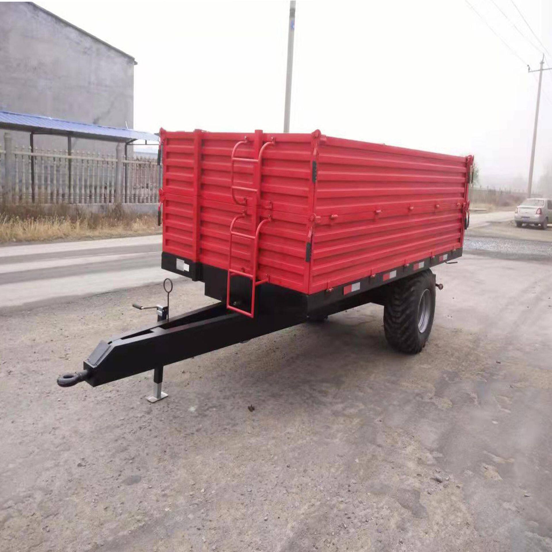 运输货物平板拖车运输石料沙子木材四轮拖拉机后牵引大型拖车斗