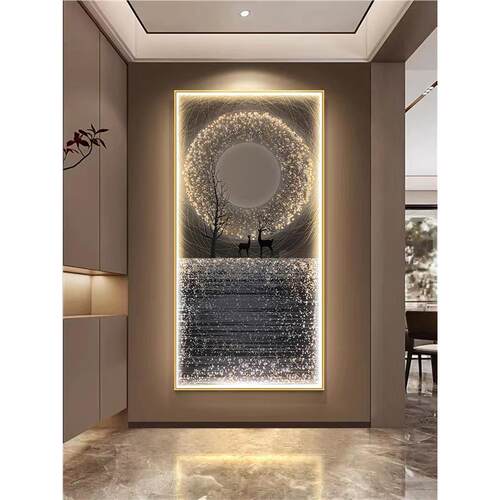 LED灯星空麋鹿玄关装饰画现代简约轻奢客厅走廊过道灯画高端挂画