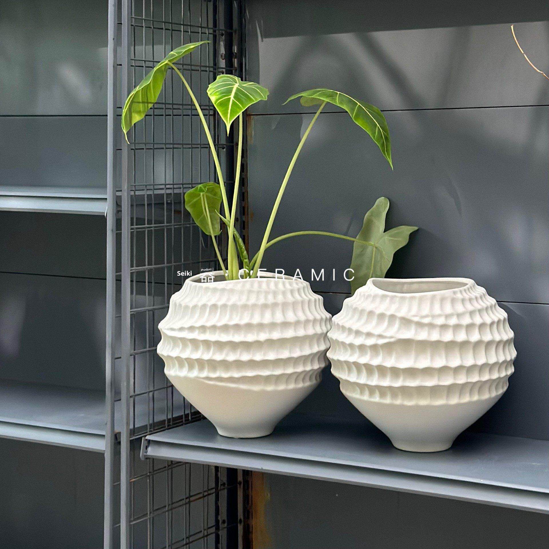 玺器 外贸陶瓷异形设计感花器摆件售楼处样板房间茶几餐桌插花瓶