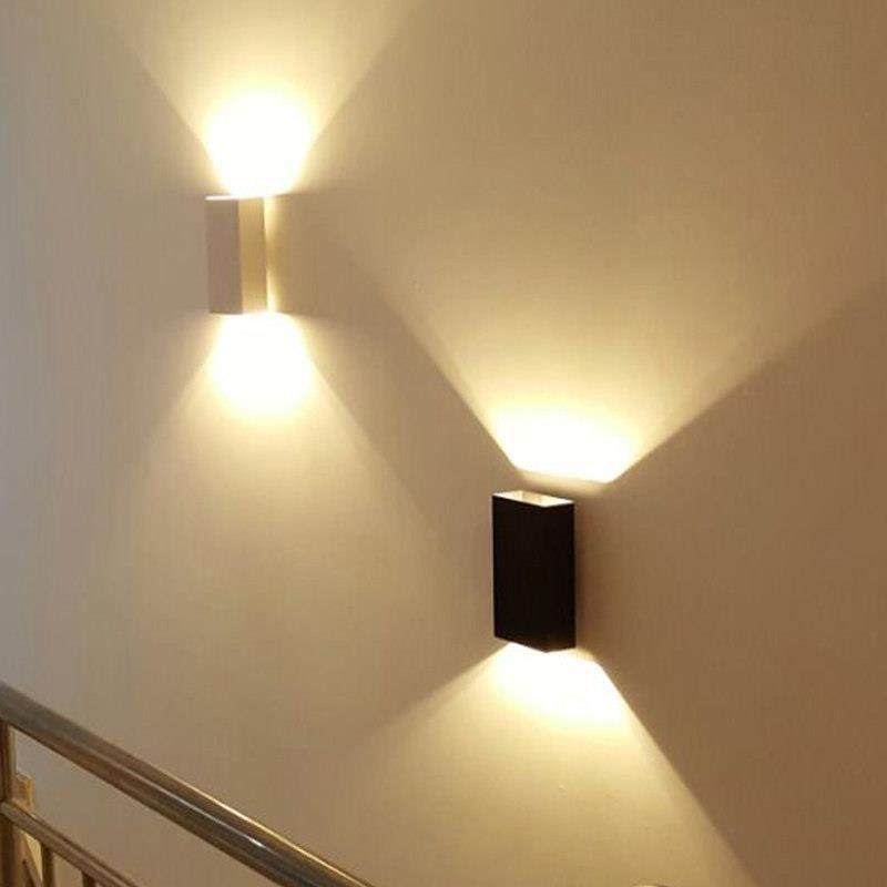 led简约现代户外防水双头黑色壁灯室外白色感应灯楼梯过道阳台灯