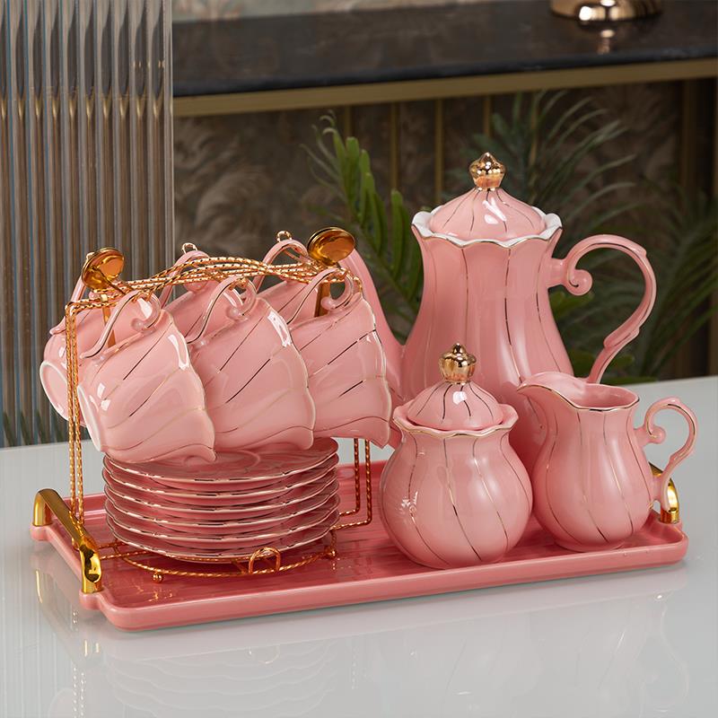 正品北盖欧轻奢瓷水杯套品装家用客厅耐高温喝茶杯茶壶带茶具陶礼