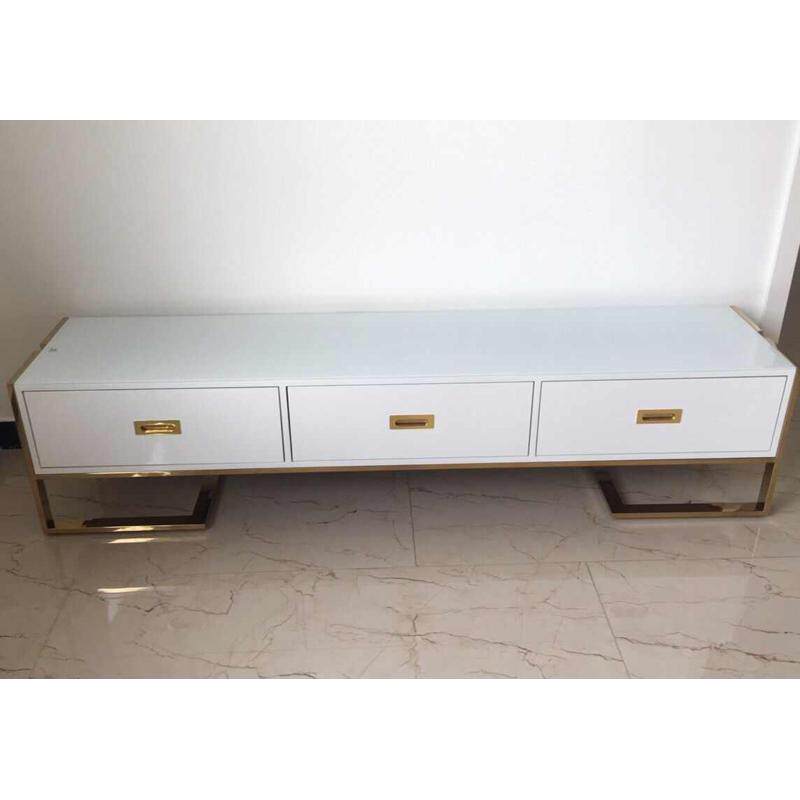 金色现代简约欧式风格大理石高低组合不锈钢圆形茶几一大一小茶桌