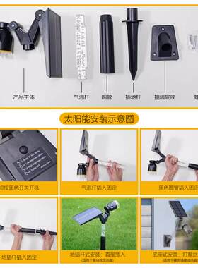 太阳能射灯户外防水路灯地插草坪灯家用景观庭院灯花园照树灯落地