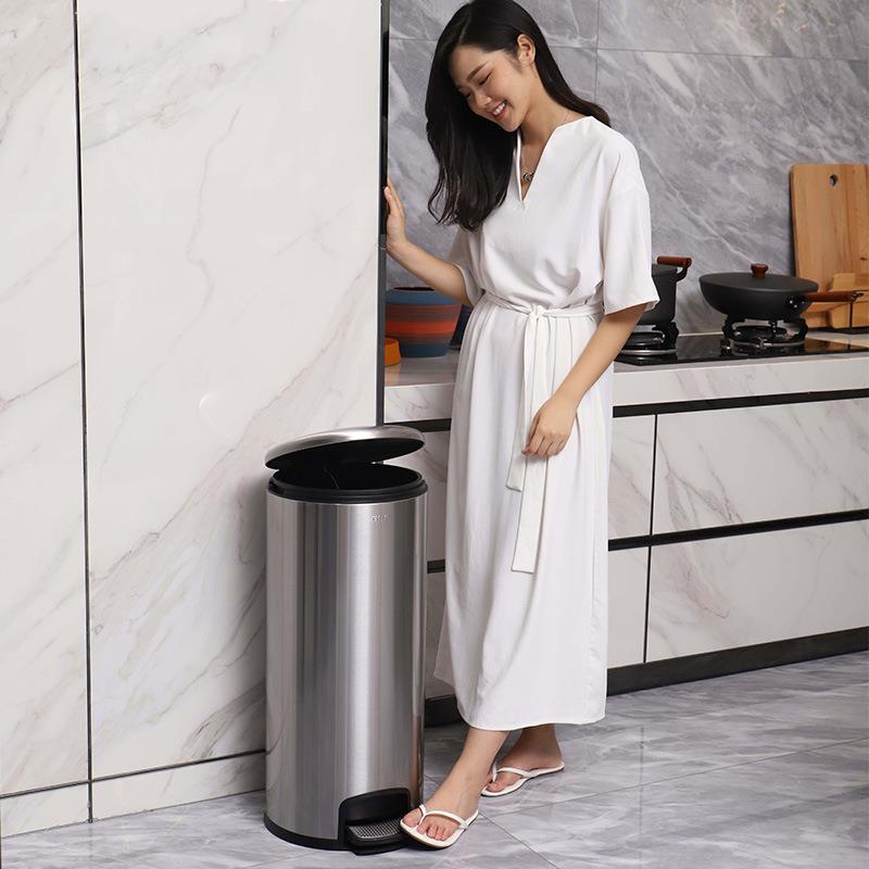 G脚SJ20-Y03NF圆形不钢踏式垃圾桶商用带盖大容量酒店锈公室厨房