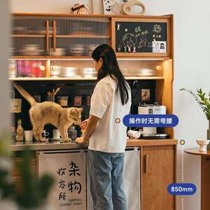 二黑木业满仓餐边柜实木家用餐桌一体靠墙酒柜现代简约日式客厅储
