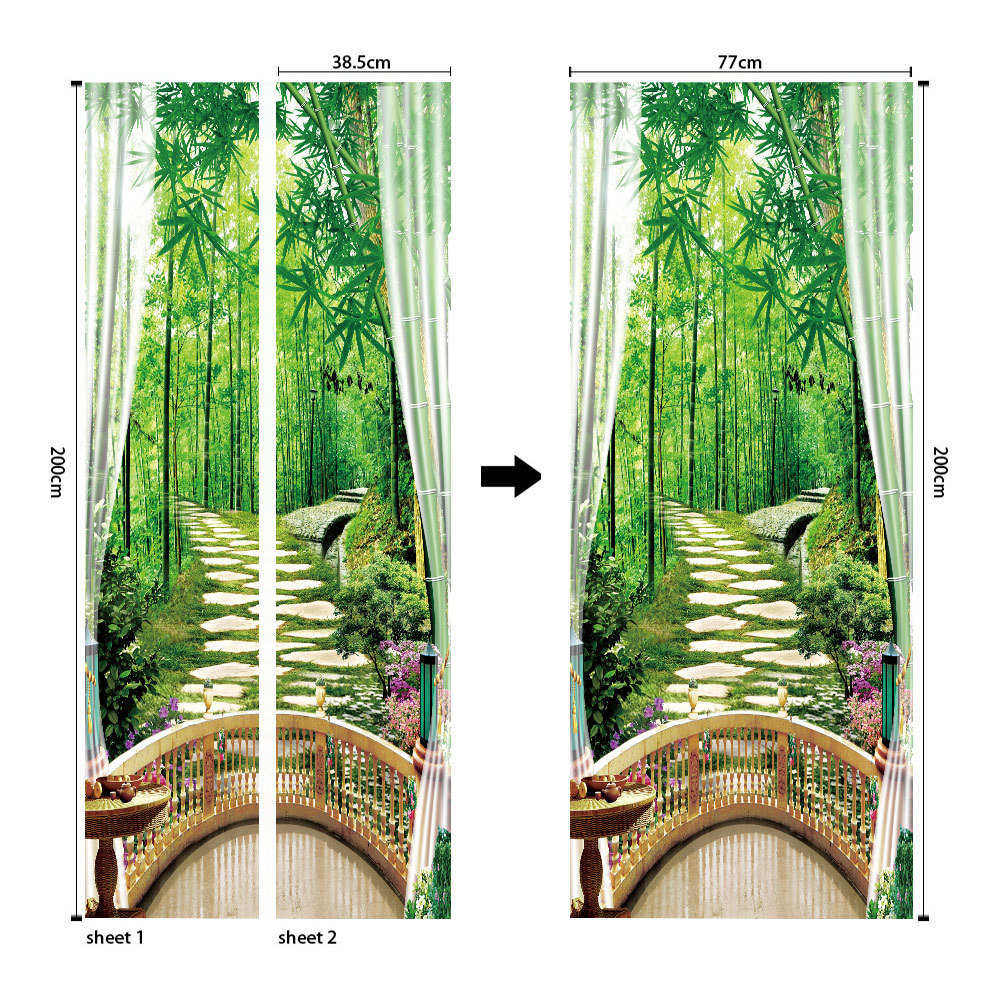 巨创货源PVC贴纸3D自粘门贴 墙贴 卧室客厅现代装饰 窗台竹林,家居饰品,软装墙贴,淘宝优惠券,粉丝福利购,淘宝优惠卷