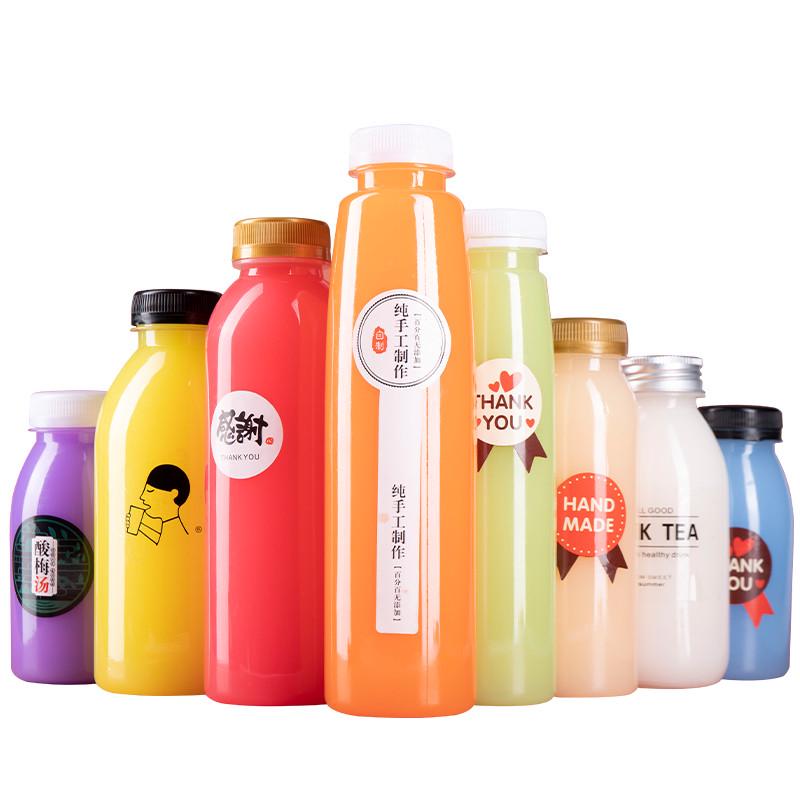 大口塑料瓶食品级密封瓶加厚透明果汁奶瓶便携式带盖外卖液体分装