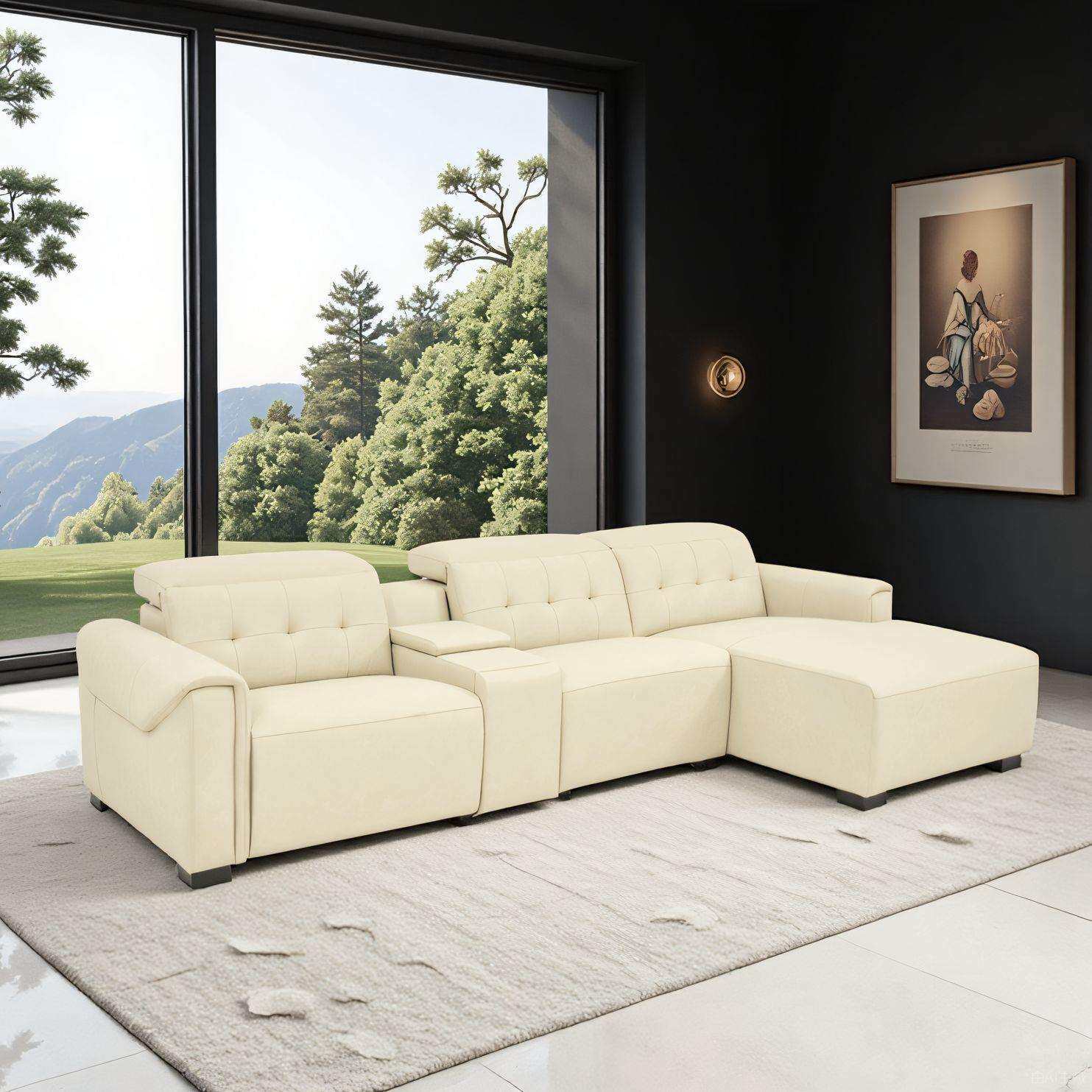 现代简约多功能沙发电动伸缩功能躺椅小户型客厅贵妃躺椅组合沙发