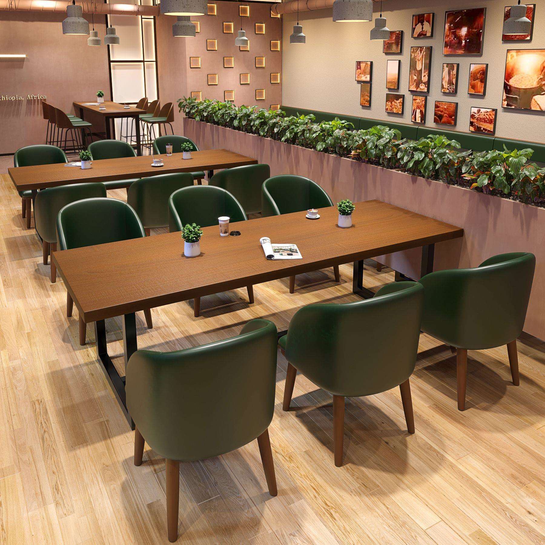 简约奶茶店桌椅餐饮店实木咖啡厅组合西餐厅主题餐厅卡座沙发休闲