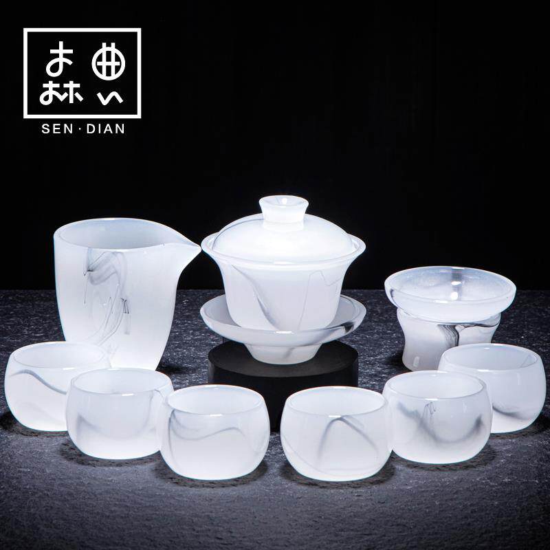 冰种琉璃茶具套组轻奢功夫茶杯家用盖碗高端高档泡茶2025新款礼盒