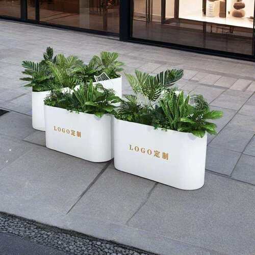 户外不锈钢花箱圆弧形组合餐厅花槽花架奶茶店咖啡厅外摆花盆坛