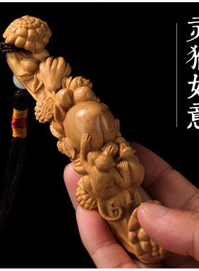 黄杨木雕工艺礼品摆饰文玩小雕件随身把玩件实木雕刻挂件生肖猴子