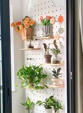 0A猫不卷示洞洞置物架木质定房制阳台花板架花露台6133墙面收纳展