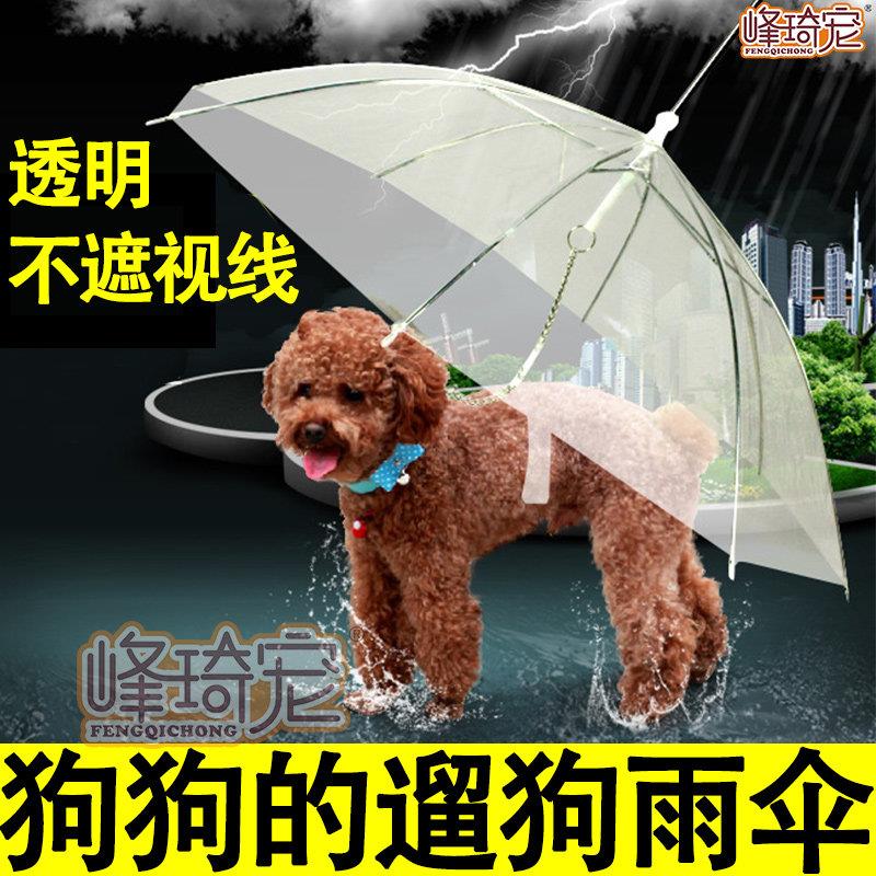宠物狗狗小狗专用透明牵引雨伞下雨天遛狗神器雨衣防雨小型犬用品