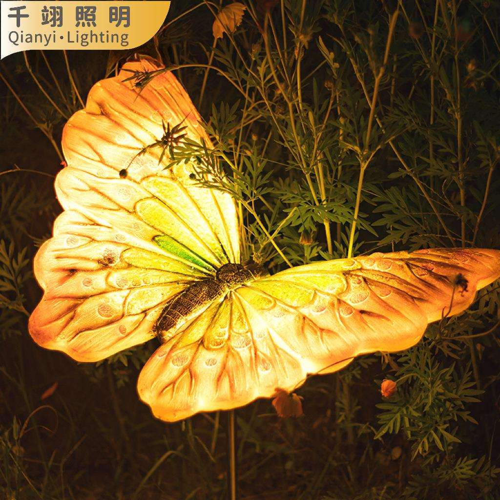 户外发光蝴蝶灯仿真动物造型灯公园庭院景区装饰灯园林草坪景观灯