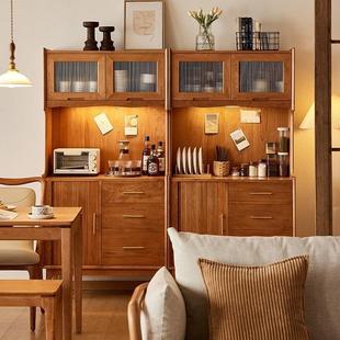 现代简约实AQA木餐边柜樱桃木家用储餐厅物柜收原纳柜靠墙一体柜