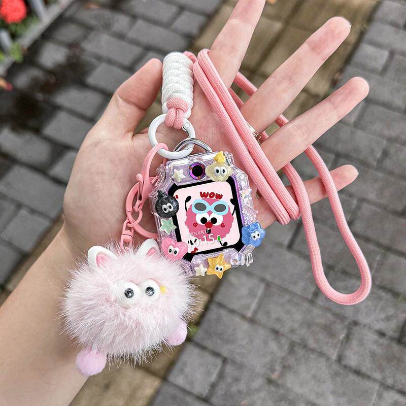 适用于华为儿童手表表带5X/5Xpro挂脖绳4X/4Pro毛绒挂绳表壳3X/3P