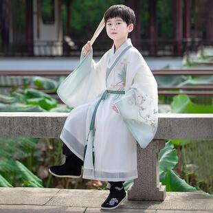 汉服男童夏季薄款新款古装高端中国风唐装儿童国学连身演出服帅气