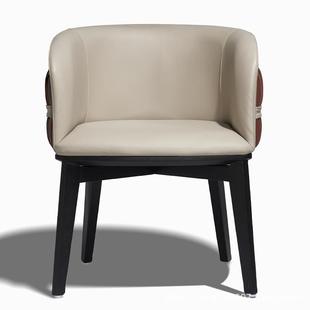 意式 师靠背扶手椅店洽谈 轻奢实酒木3031餐椅家用休现代简约设计款