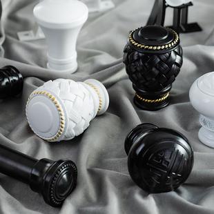 简约罗马杆黑色白色侧装顶装静音铝合金单杆双杆窗帘轨道配件支架