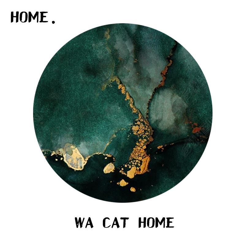 正品现轻奢墨绿转色圆形地毯客厅美式高档代茶几毯衣书房帽间吊篮