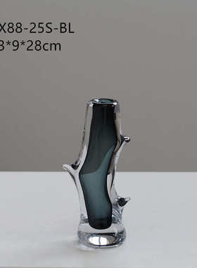 简约家用客厅小口现代花瓶软树杈透明底琉璃创意厚筒摆设直装干花