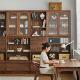 梦天然北美黑胡桃木满墙书柜书架客厅组合家用储物柜展示柜定制