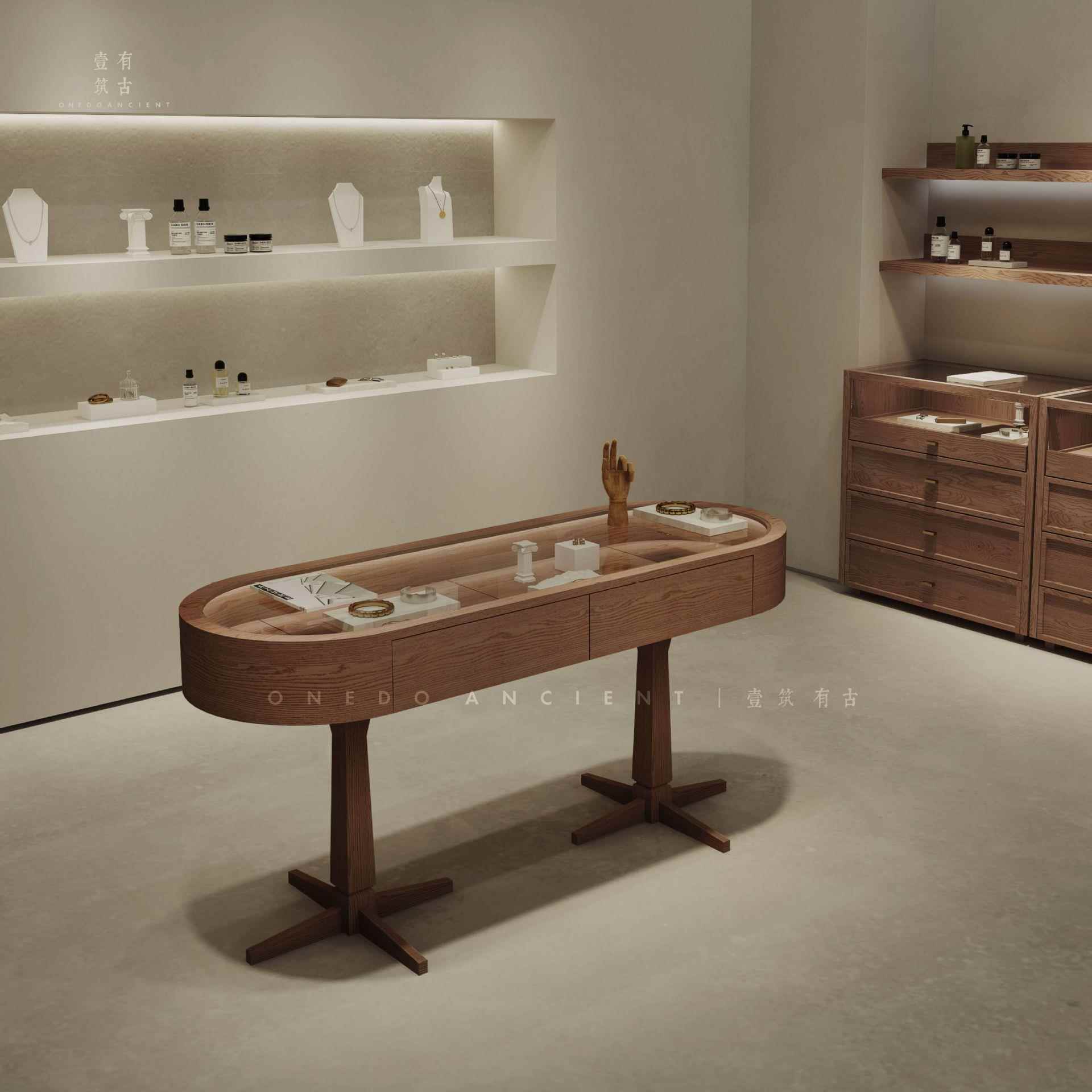 饰品首饰银饰柜珠宝陈列柜子时尚复古椭圆展示柜中岛精品柜台