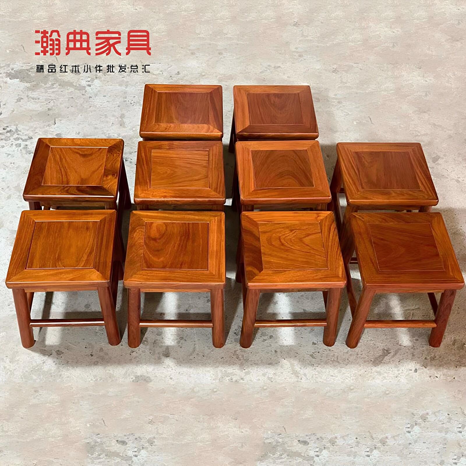 红木小方凳推荐原木独板换鞋凳矮凳花梨木新中式板凳客厅入户简约