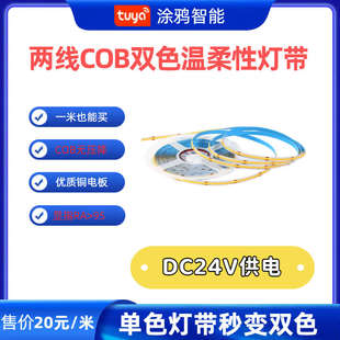 涂鸦智能二线COB灯带无极调光调色小智管家DC24V低压柔性线条形灯