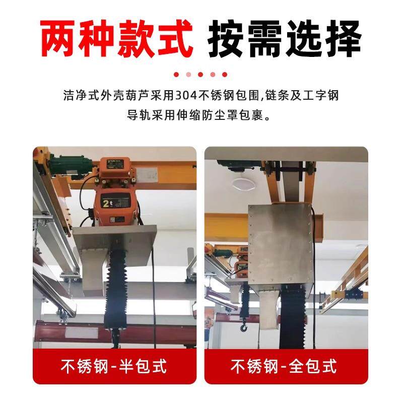 洁净式不锈钢环链电动葫芦380v带防尘罩1吨5t304防腐行车起重吊机