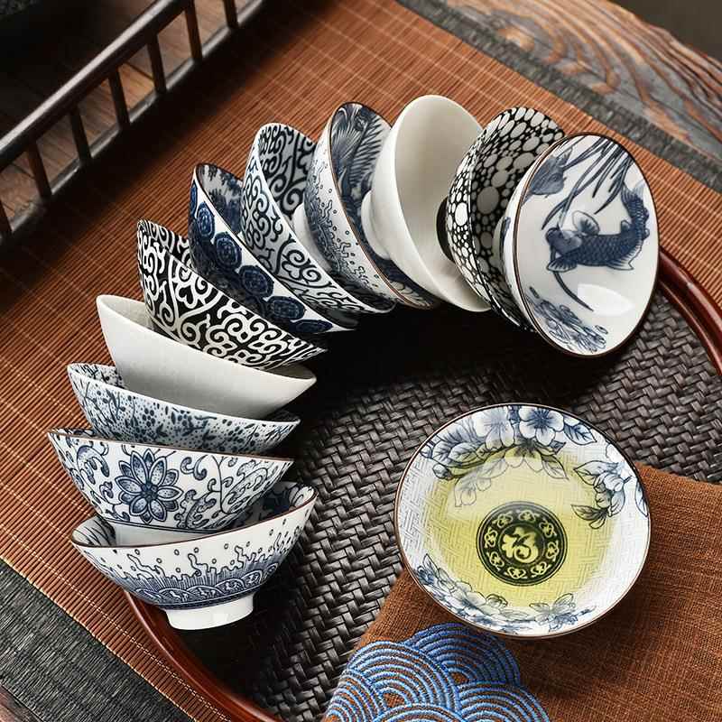 澜扬 青花瓷茶杯子陶瓷手绘功夫茶具茶盏品茗杯斗笠杯主人杯单杯