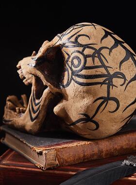 树脂骷髅头模型摆件中世纪暗黑哥特式搞怪创意礼品万圣节恐怖装饰