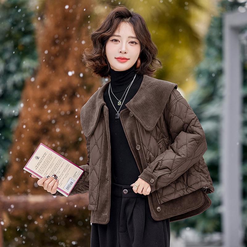 薄夹棉外套士女冬款菱格小个子ZYI896L女大码宽松复款古新时尚棉